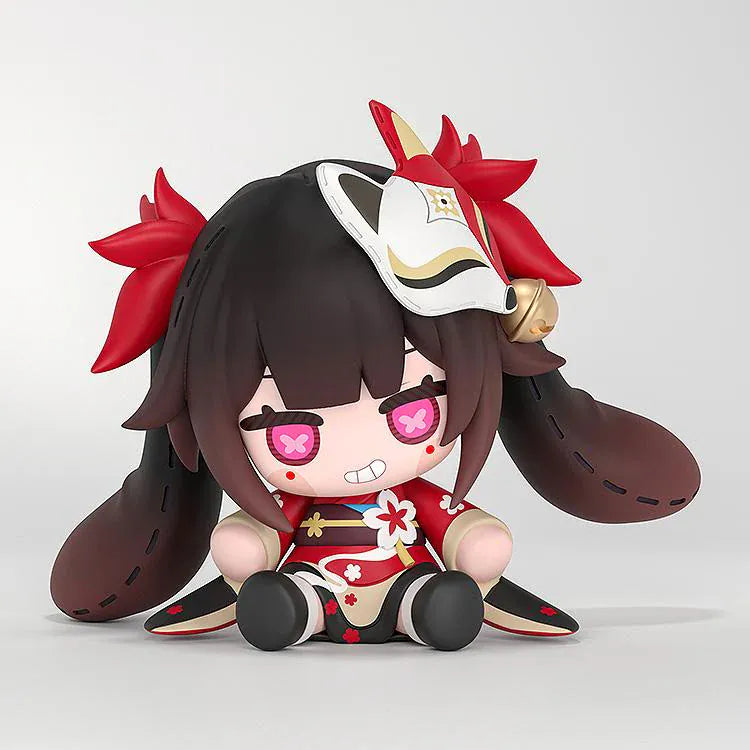 Honkai Star Rail HUGGY BOOM Sparkle's Bomb Doll featuring a chibi-style Sparkle doll with red outfit, black hair, fox mask, pink eyes, and seated pose.