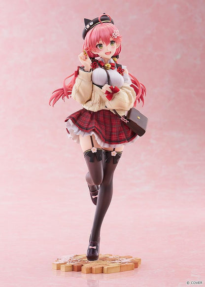 hololive production Sakura Miko Date Style Casual Outfit Ver. 1/7 Scale Figure with pink hair, plaid skirt, jacket, and shoulder bag