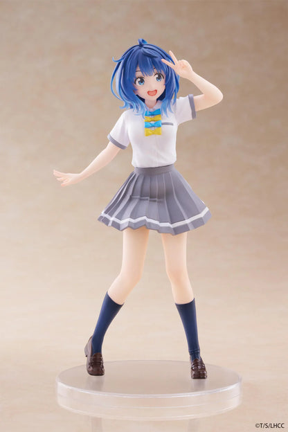 Too Many Losing Heroines Anna Yanami Coreful Figure with blue hair, school uniform outfit, peace sign pose, pleated skirt, and clear display base