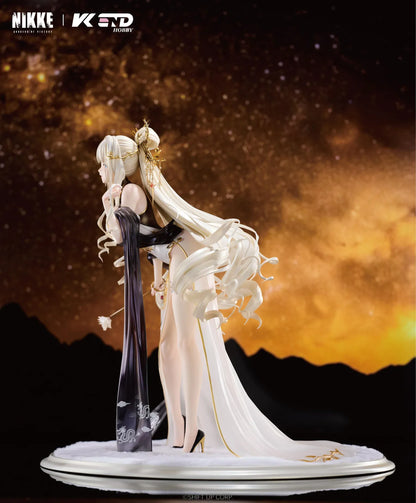GODDESS OF VICTORY NIKKE Crown Glorious Flower 1/4 Scale Figure in an elegant white black and gold floral outfit