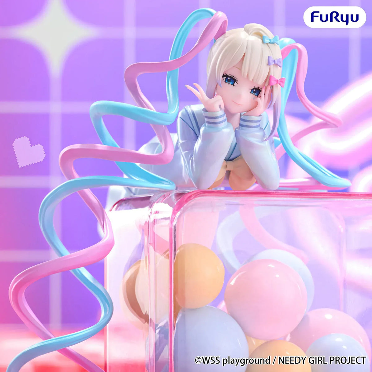 OMGKawaiiAngel Noodle Stopper figure featuring pink-and-blue twin tails, a sailor-inspired outfit, and a playful reclining pose.
