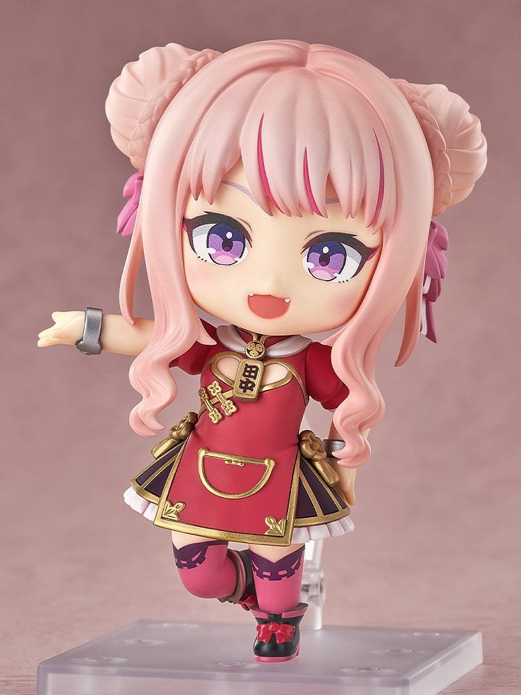 HimeHina Channel Nendoroid No.2871 Tanaka Hime in red idol outfit with twin buns and fanged smile