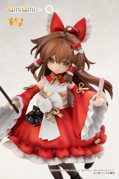 Touhou Project Pocket Reimu Hakurei figure holding a purification rod and ofuda talisman on a black-and-white yin-yang base.
