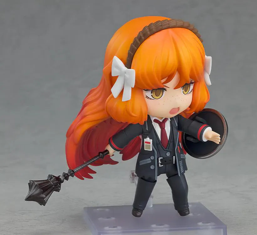 Limbus Company Ishmael Nendoroid figure with orange hair, combat uniform, weapon, and shield accessories