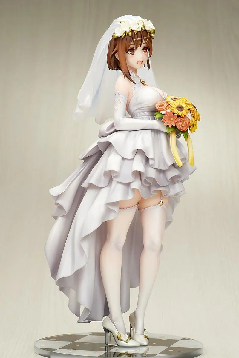 Atelier Ryza 3 Ryza Wedding Style 1/7 scale figure wearing a white bridal dress and veil while holding a colorful flower bouquet