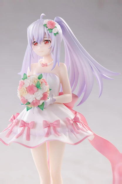 Plastic Memories Isla Wedding Dress Ver. 1/7 Scale Figure wearing a white and pink bridal gown while holding a rose bouquet