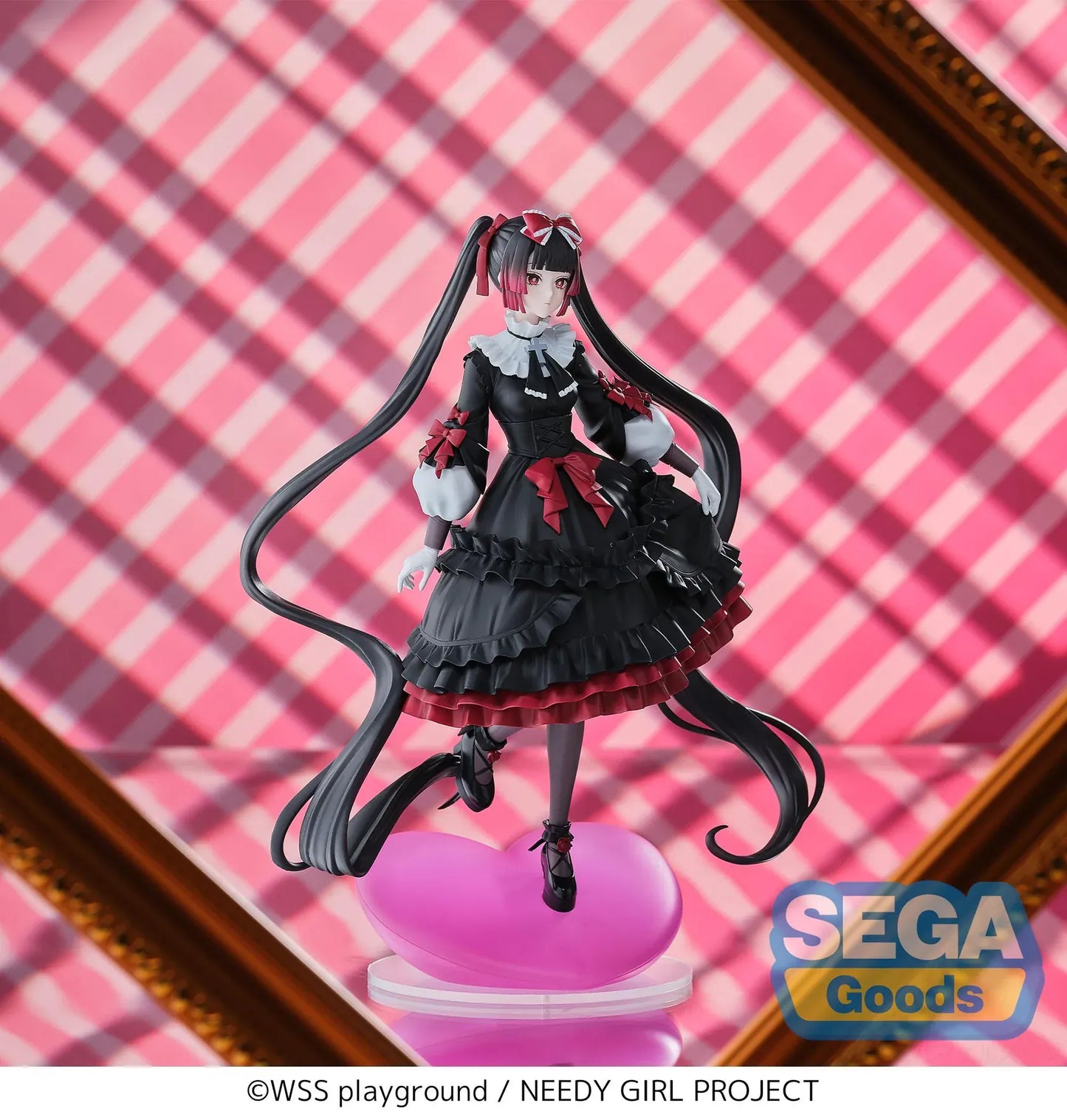 Needy Girl Overdose XStellar Michia Gokubara anime figure in gothic lolita dress on heart-shaped base