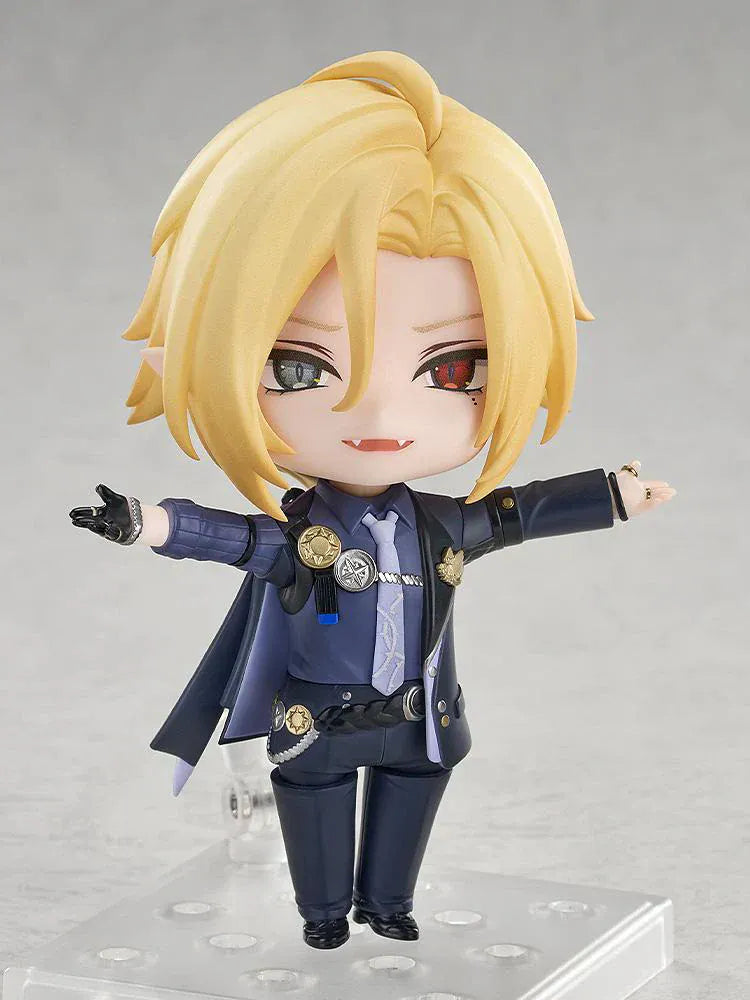 Zenless Zone Zero Nendoroid Hugo Vlad wearing fedora and suit with heterochromatic eyes in chibi style
