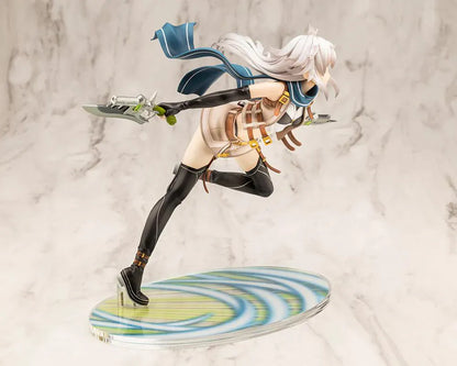 The Legend of Heroes Fie Claussell 1/8 Scale Figure Rerelease with white hair, flowing scarf, dual blade weapons, and dynamic action pose