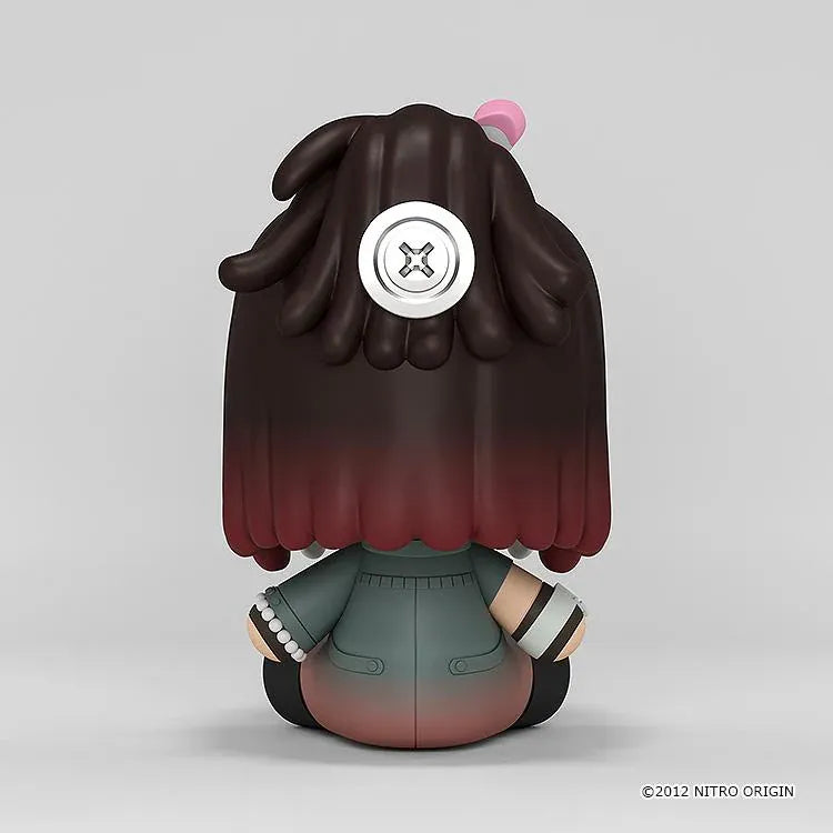 DRAMAtical Murder Huggy Good Smile Mink figure with a pink headband, dark hair, blue star-filled eyes, and a dark outfit in a seated pose.