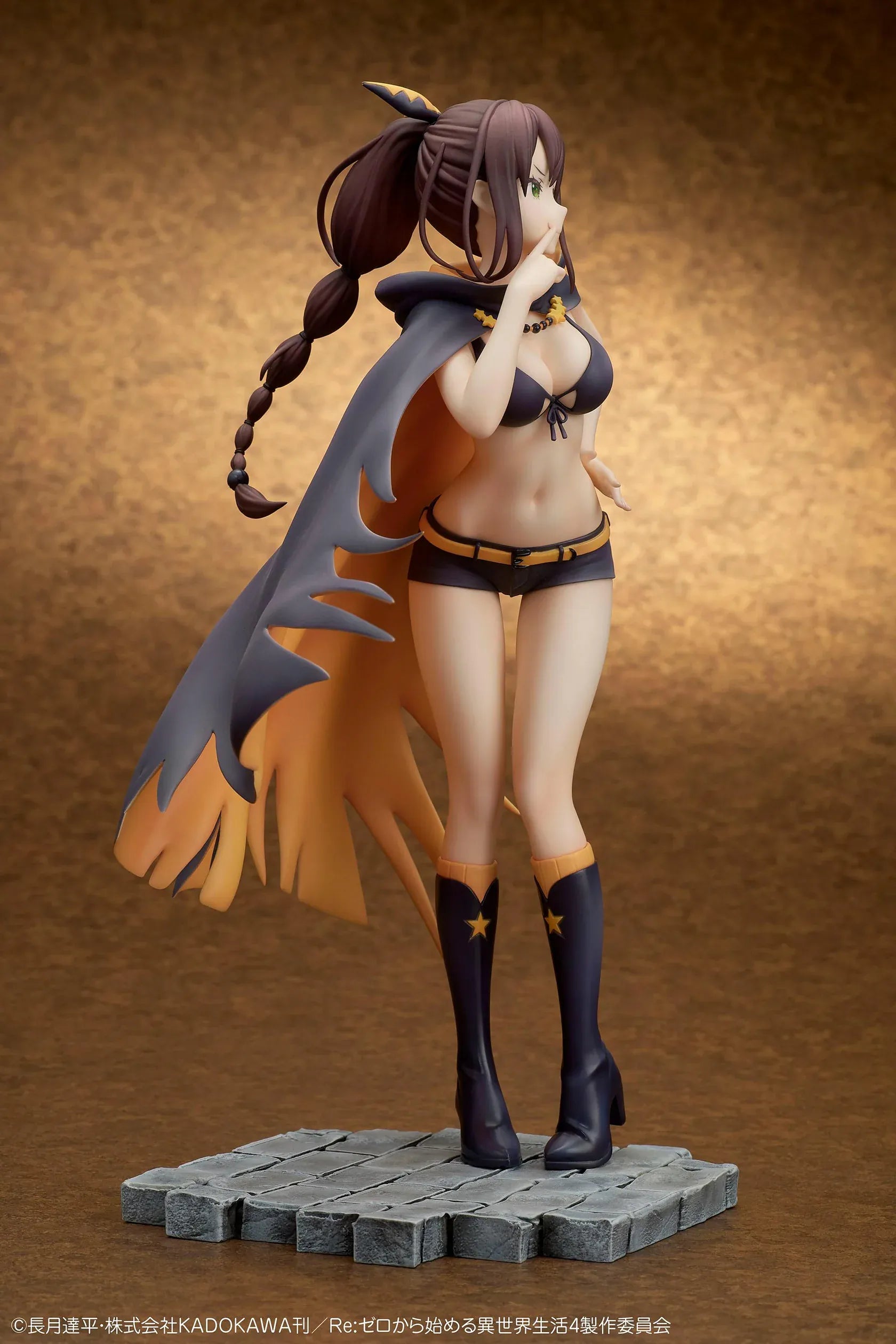 Re Zero Shaula 1/7 scale figure with flowing cape dynamic pose and fantasy themed stone base