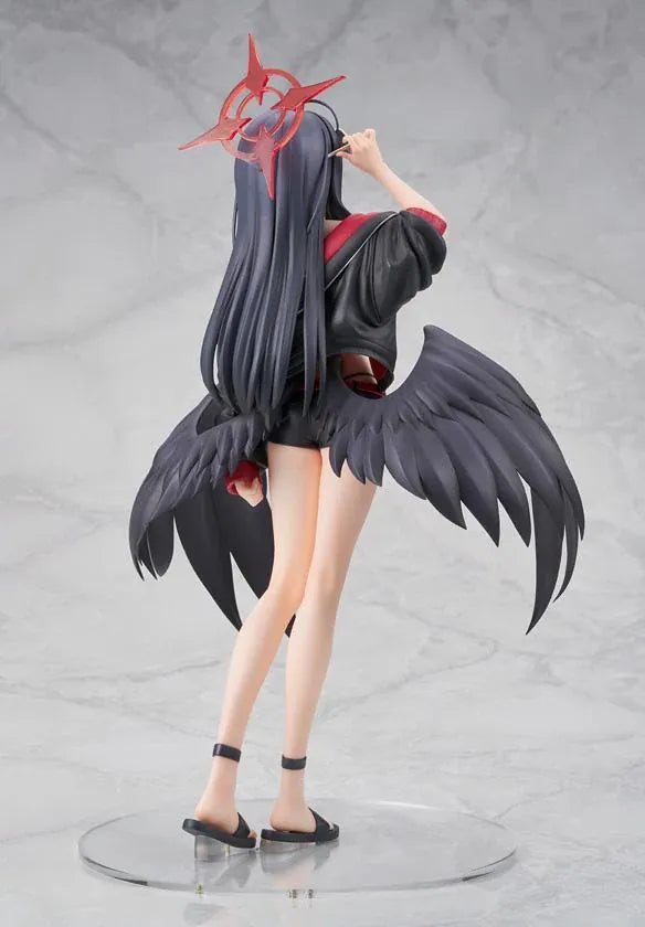 Blue Archive Ichika Swimsuit 1/7 scale figure wearing a black swimsuit, sporty jacket, sunglasses, and large black wings.