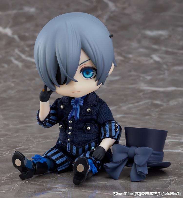 Black Butler Book of the Atlantic Nendoroid Doll Ciel Phantomhive Rerelease with blue formal outfit, top hat, eyepatch, and boots