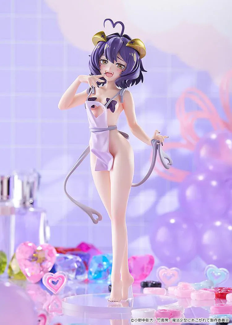 Gushing over Magical Girls POP UP PARADE L Magia Baiser Naked Apron Ver. featuring Magia Baiser with purple hair, horn details, apron-style outfit, and mischievous pose.