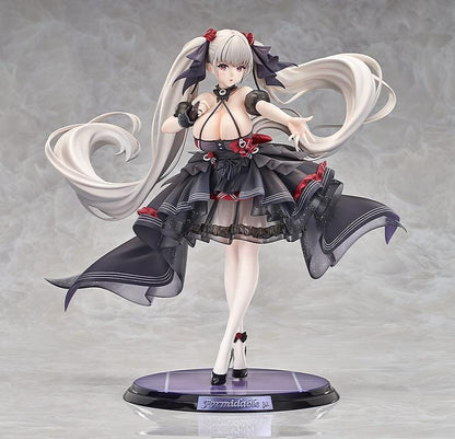 Azur Lane Formidable μ Equipment 1/7 scale figure in black and red idol-style dress with long twin tails standing on themed base