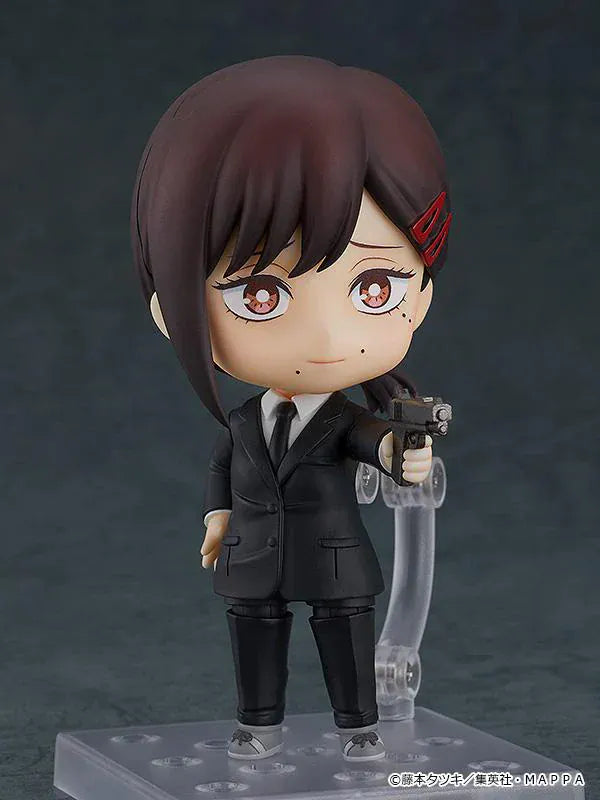 Chainsaw Man Nendoroid No.2014 Kobeni re-run chibi figure in black suit with brown hair and red hairclips