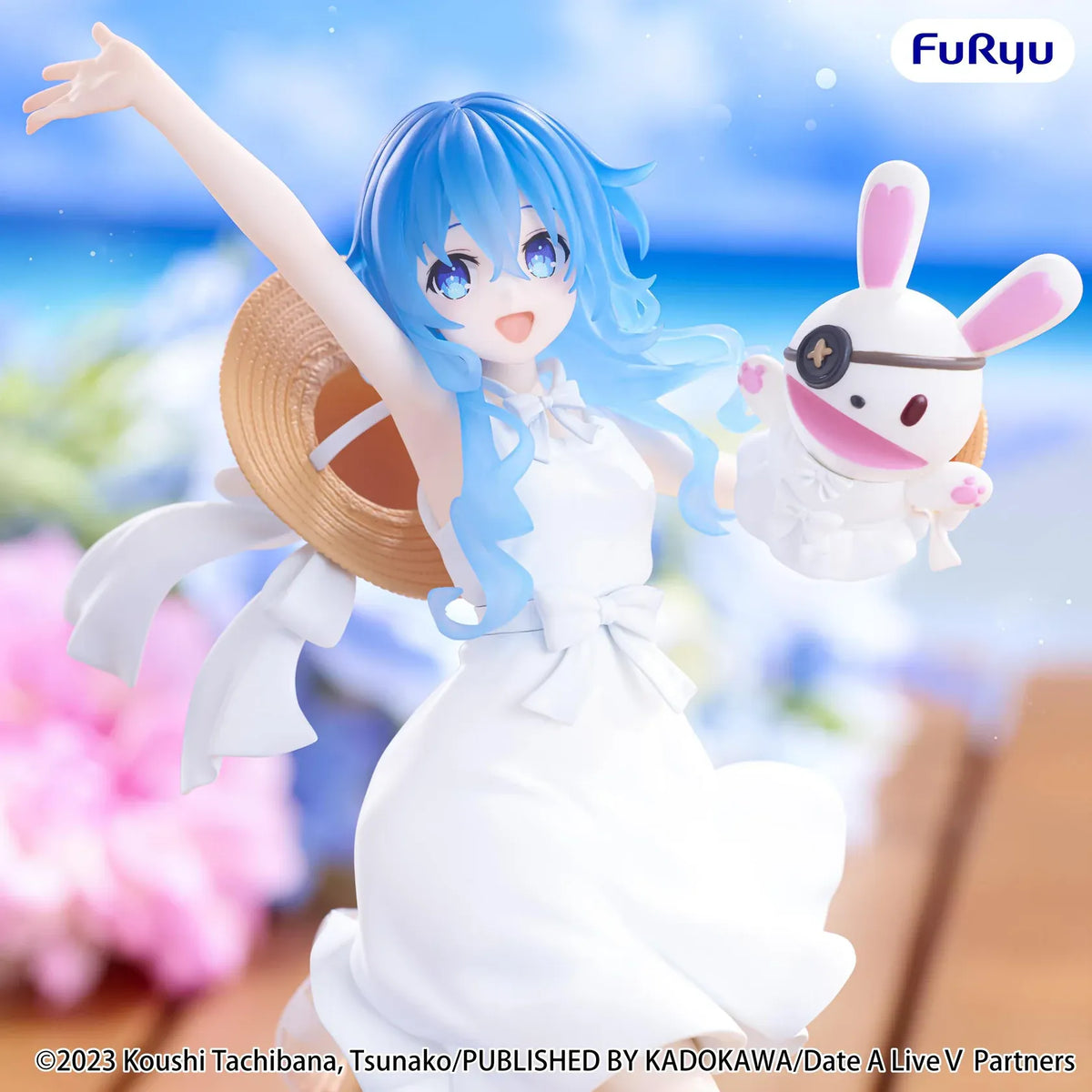 Date A Live V Yoshino Summer Dress figure wearing a flowing white dress while holding Yoshinon