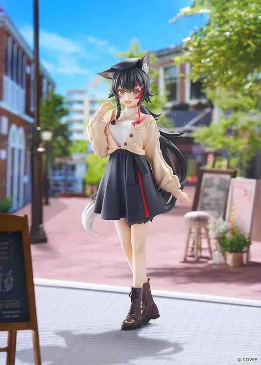 hololive production G.S. Collection Ookami Mio Date Style Street Outfit Ver. 1/7 Scale Figure wearing a cardigan, pleated skirt, and boots