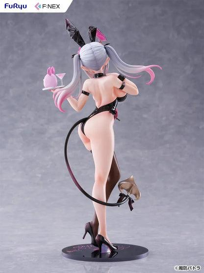 Suou Patra Bunny Ver 1/6 Scale Figure by FuRyu F:NEX wearing a black and pink bunny outfit with stockings, heels, bunny ears, and tail