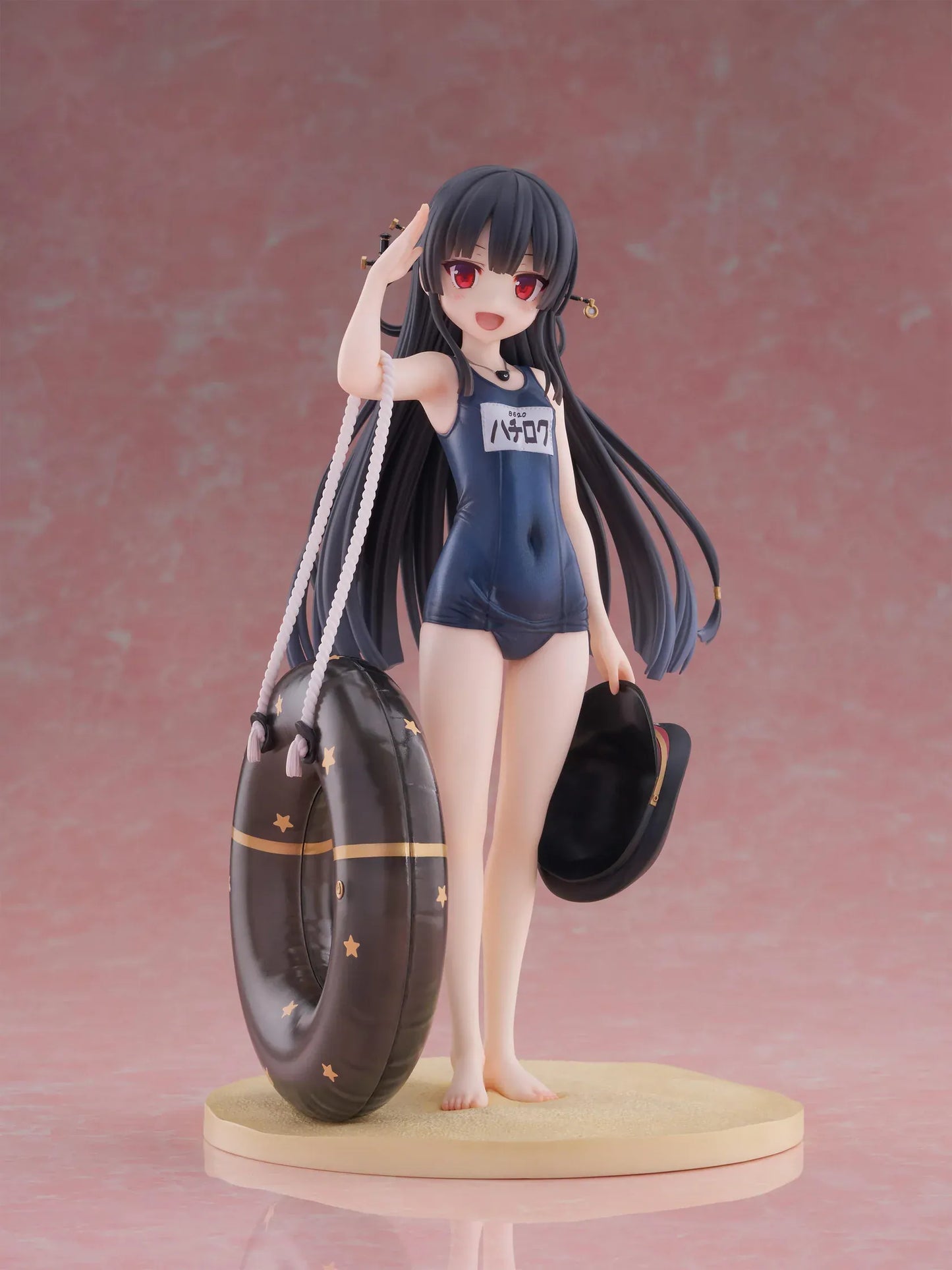 Maitetsu Last Run Hachiroku School Swimsuit Ver. 1/6 Scale Figure with conductor cap, salute pose, inner tube accessory, and display base
