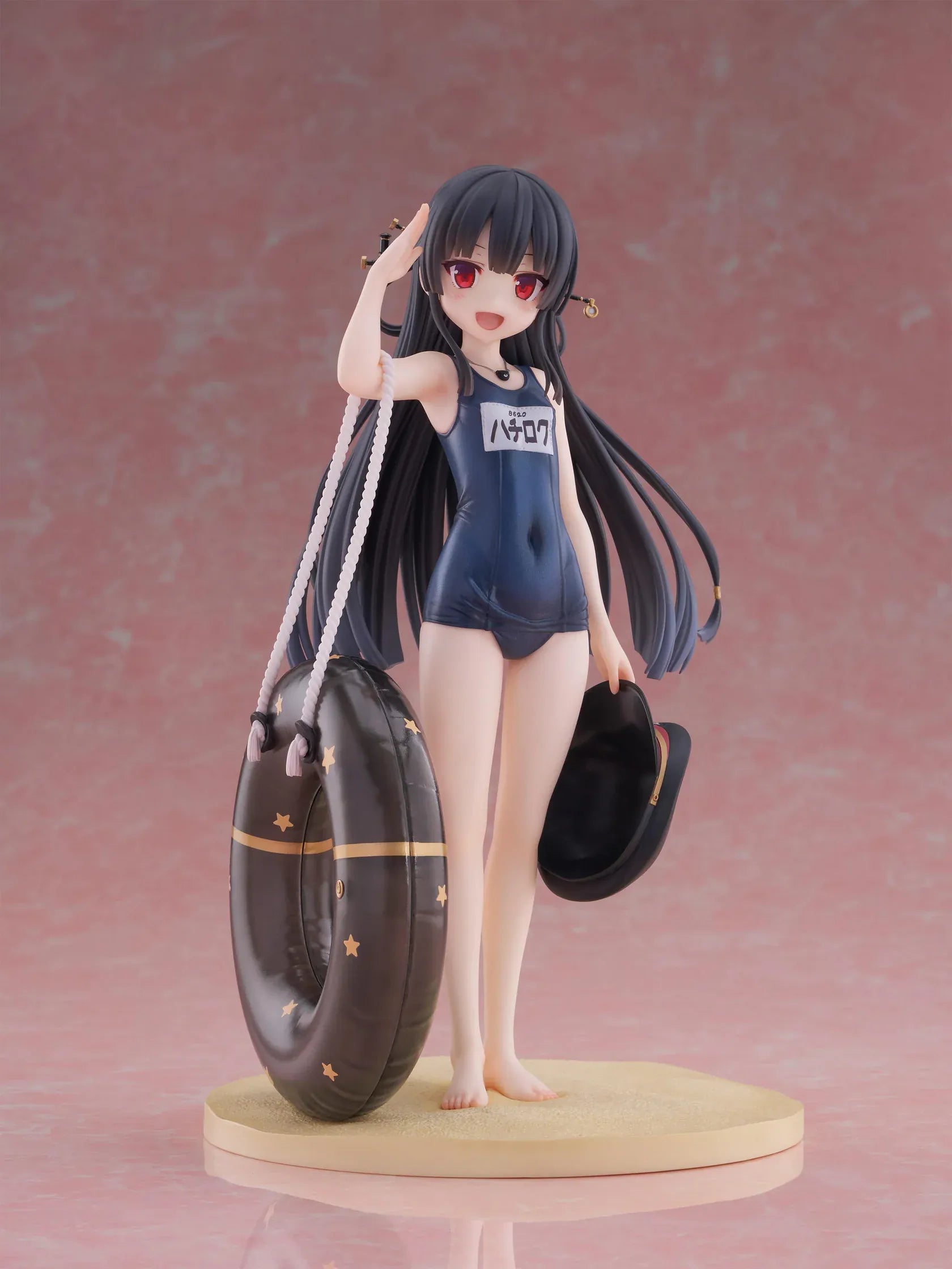 Maitetsu Last Run Hachiroku School Swimsuit Ver. 1/6 Scale Figure with conductor cap, salute pose, inner tube accessory, and display base