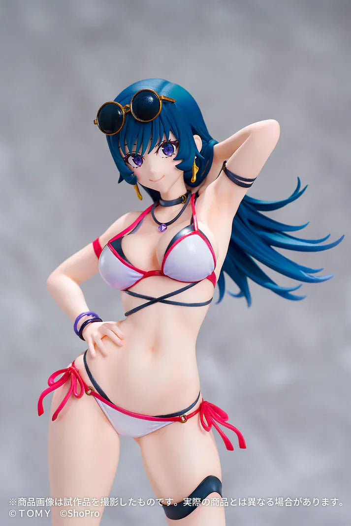 Zoids Genesis Spark Fig Grande SF-G01 Kotona Elegance 1/7 Scale Figure featuring Kotona with long dark teal hair, purple eyes, sunglasses, and beach-style outfit.