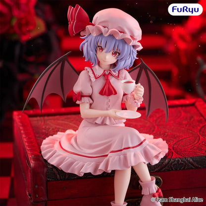 Touhou Project Remilia Scarlet Noodle Stopper figure seated with a teacup, pink dress, and bat wings