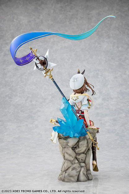 Atelier Ryza 3 Alchemist of the End and the Secret Key Ryza Reisalin Stout 1/7 Scale Figure featuring Ryza seated on a rock base with her alchemy staff and detailed adventurer outfit.