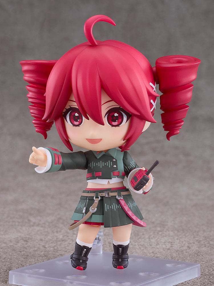 Kasane Teto VOICEPEAK Nendoroid figure with red twin drill hair holding device