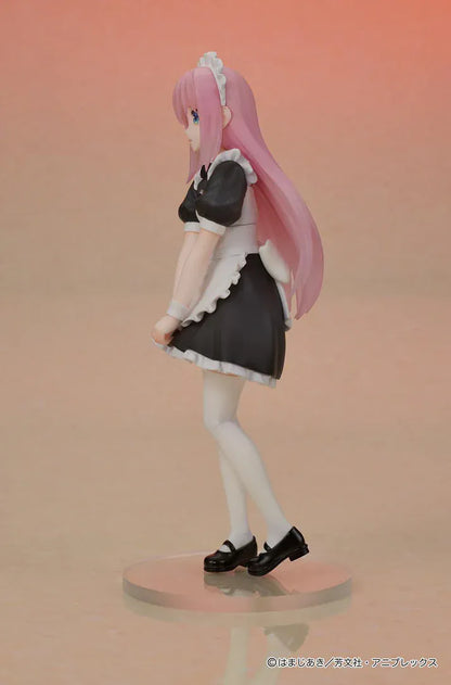 Bocchi the Rock DIGSTA Hitori Gotoh Figure featuring Hitori with long pink hair, blue eyes, maid-style outfit, shy expression, and round display base.
