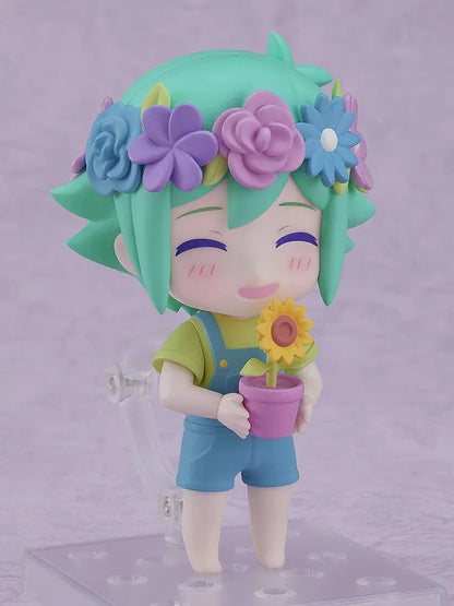 OMORI Nendoroid Basil Figure rerelease with green hair colorful flower crown and blue overalls