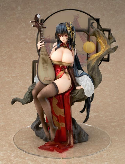 Azur Lane Taihou Phoenix's Spring Song Ver. 1/7 Scale Figure featuring Taihou seated in a red-and-gold outfit with long dark hair, ornate accessories, traditional instrument, and scenic display base.