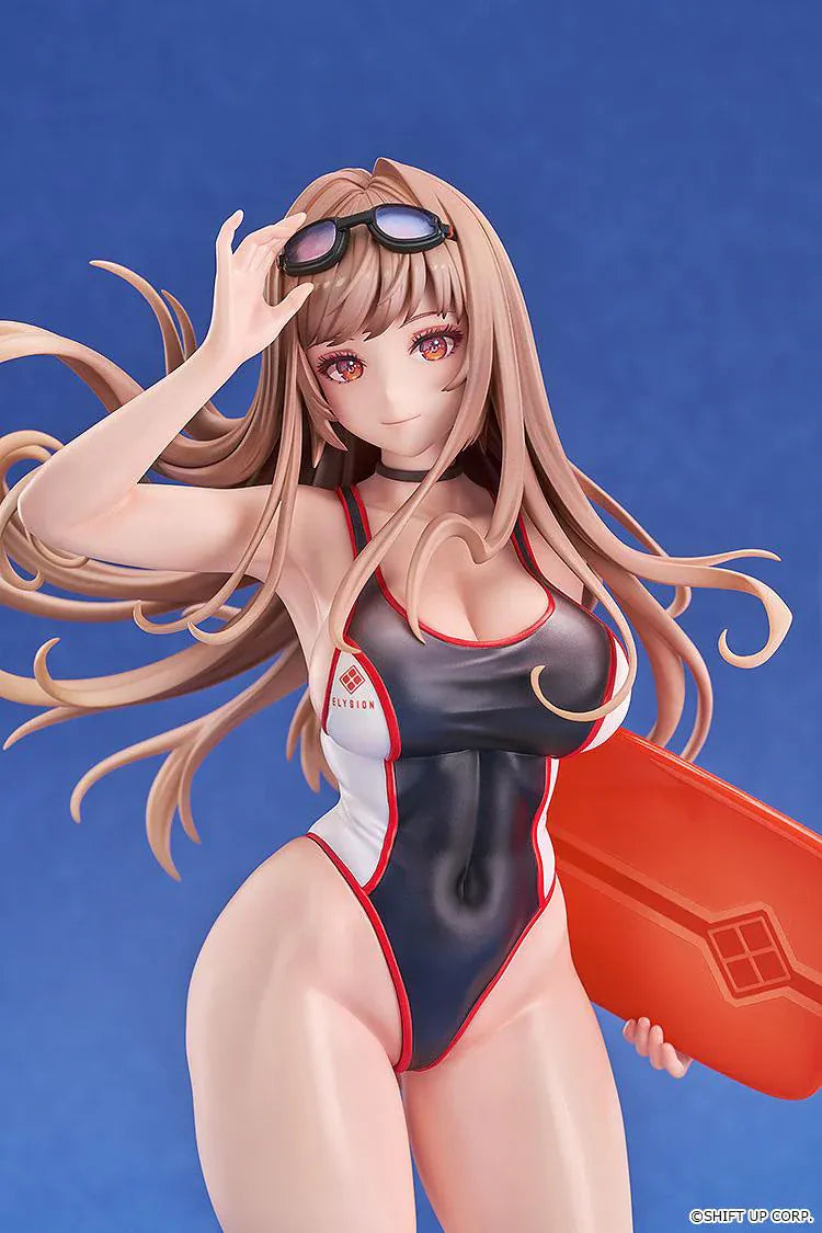 GODDESS OF VICTORY NIKKE Rapi Classic Vacation 1/7 Scale Figure Rerelease in black-and-white swimsuit with sunglasses, float accessory, and beach base