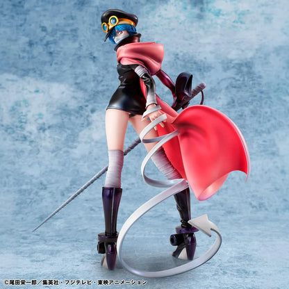 One Piece Portrait Of Pirates Elevated Boost Saint Gunko Figure with black outfit, red cape, goggles, and weapon