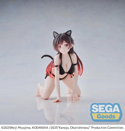 Chizuru Mizuhara Yumemirize figure in black bikini with cat ears from Rent-A-Girlfriend