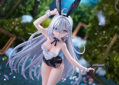 Playing Death Games to Put Food on the Table Yuki 1/7 scale figure with long silver hair and bunny-style outfit on display base