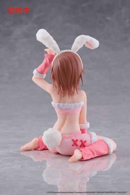 A Certain Scientific Railgun MOFLOCK Mikoto Misaka Fluffy Bunny Ver. Figure in a pink bunny outfit with fluffy bunny ears