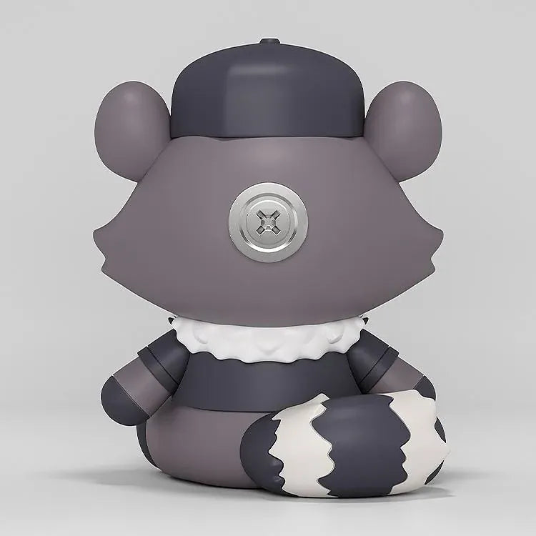Honkai Star Rail Baseball Raccoon Huggy Good Smile figure wearing a black-and-yellow baseball cap in a seated pose.