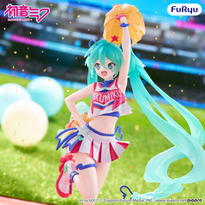 Hatsune Miku Muchute Cheerleader Version figure in a colorful cheerleader outfit holding pom-poms