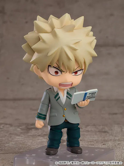 My Hero Academia Nendoroid Katsuki Bakugo U.A. School Uniform Ver. Figure Rerelease with blonde spiky hair, school uniform, backpack, and intense expression