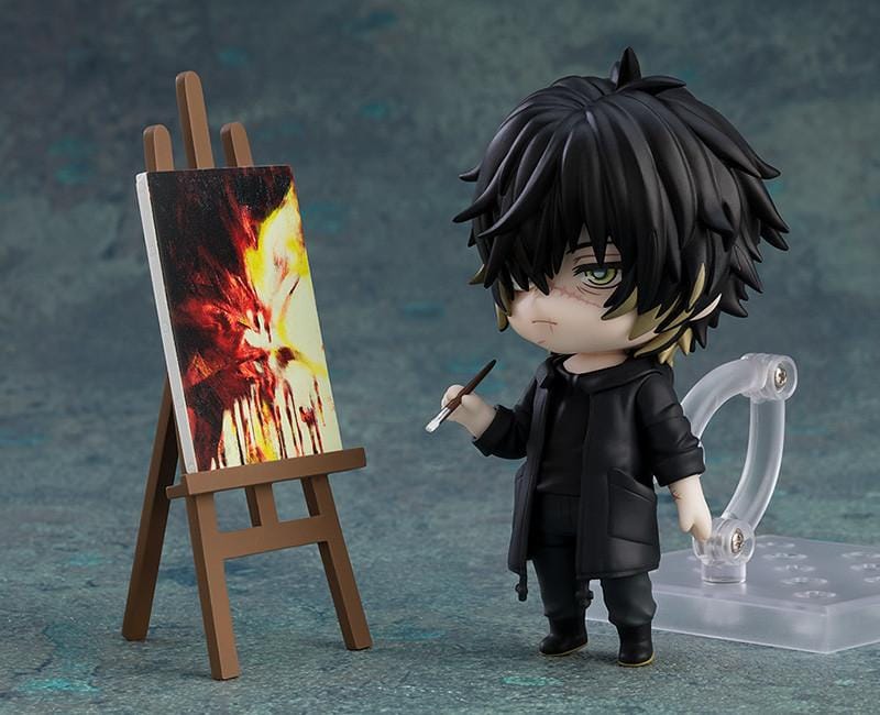 Slow Damage Nendoroid Towa Figure rerelease with black hair, green eye, facial scars, and black outfit