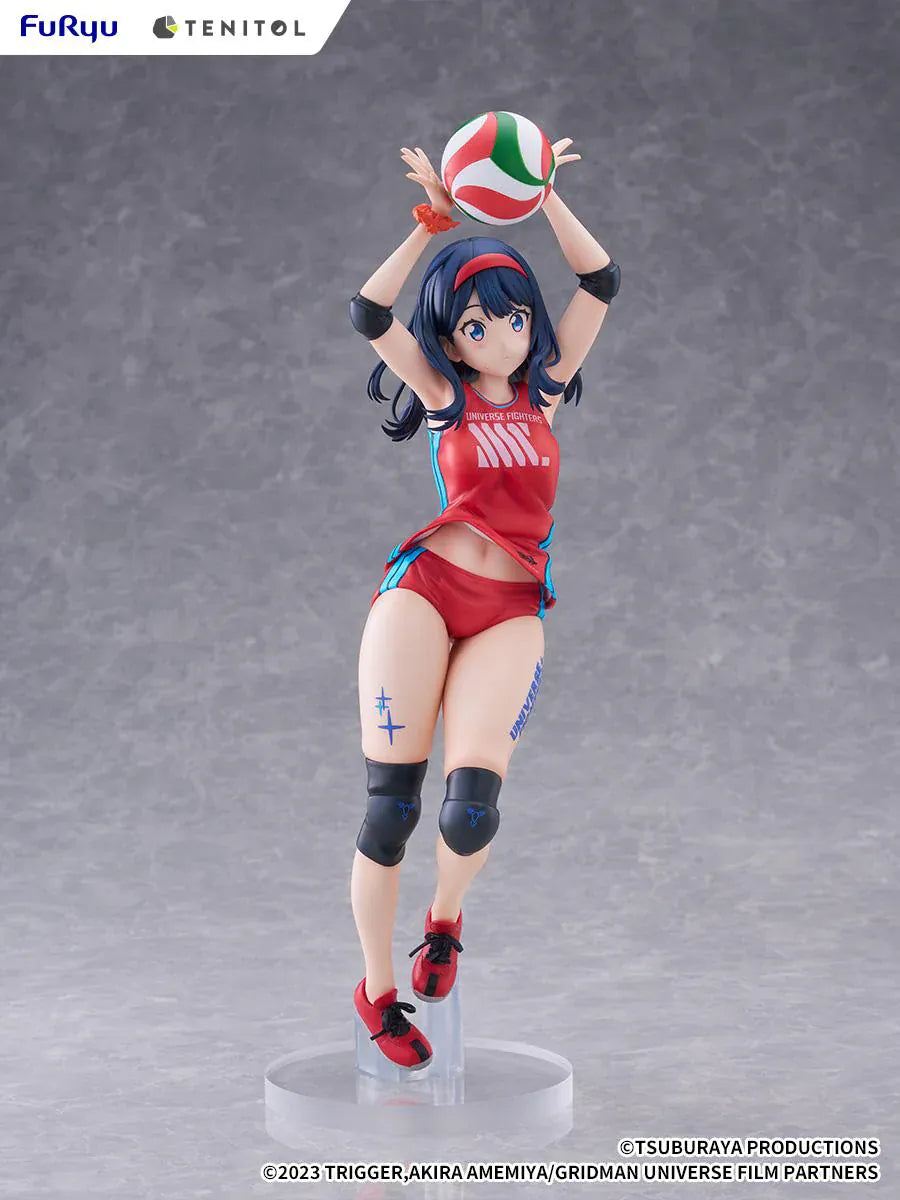 Gridman Universe Tenitol Tall Rikka Takarada Sportswear Ver. Figure in red volleyball sportswear holding a volleyball