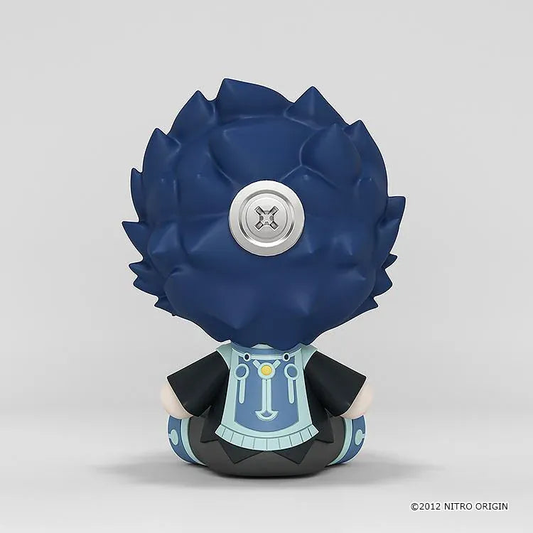 DRAMAtical Murder Huggy Good Smile Ren figure with dark blue hair, star-filled eyes, cheek markings, and a blue-and-black outfit in a seated pose.