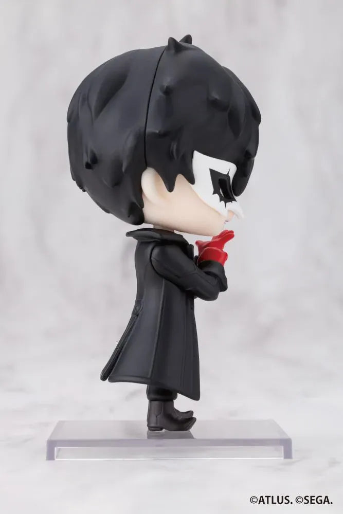 Persona 5 Royal Oshi Works Mini Joker Figure wearing his black Phantom Thief outfit, white mask, and red gloves