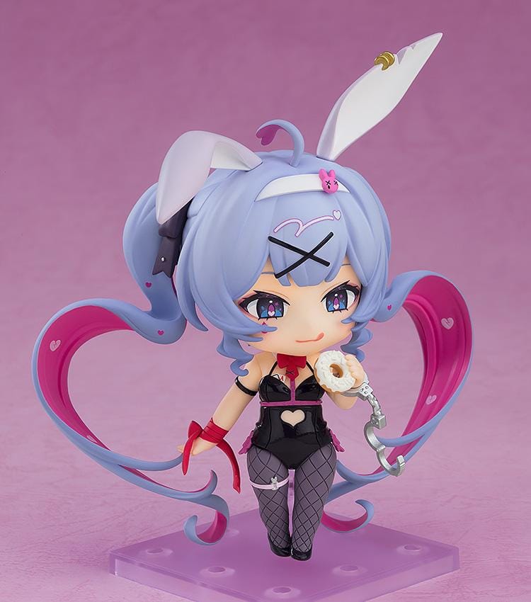Hatsune Miku Nendoroid Rabbit Hole Ver figure rerelease featuring Miku with bunny ears, blue twin tails, black and pink outfit, and bunny accessory