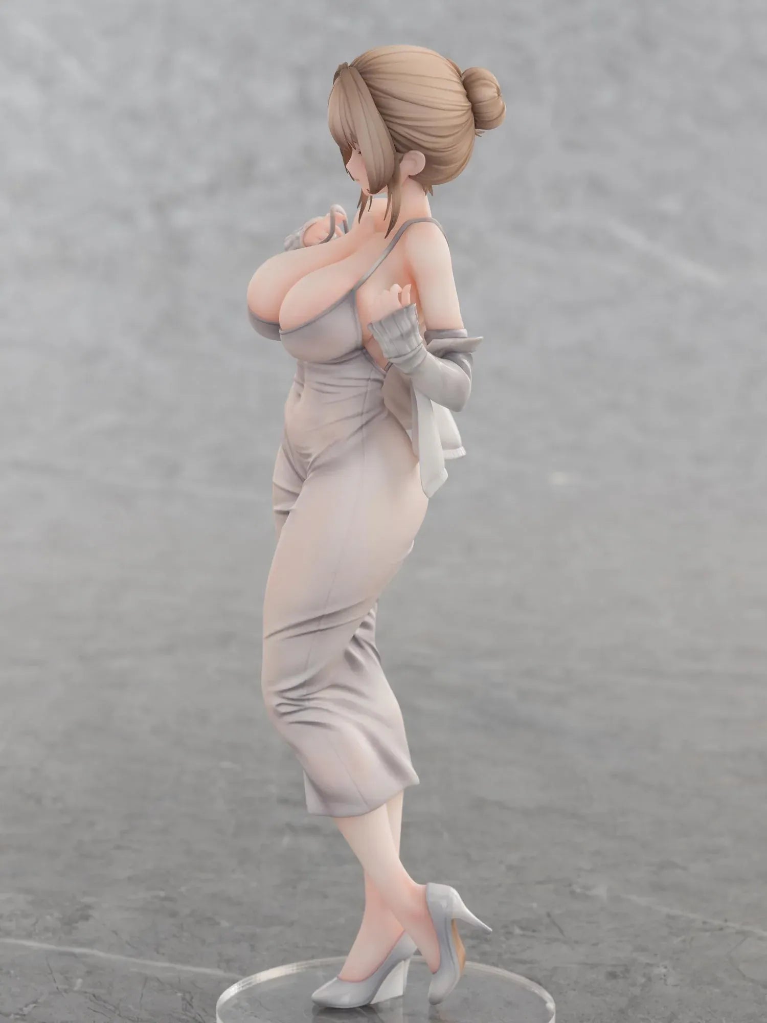 Gwan-E Illustration Muboubi na Erin 1/6 Scale Figure featuring Erin with blonde hair, gray dress, matching heels, and elegant standing pose.