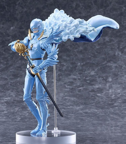 Berserk Griffith Falcon of Light figure in pale blue armor and helmet, with flowing pale hair, a billowing cape, and an ornate gold sword hilt.