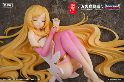 Star Guardian Soul of the Planet BeautyWorks Ling Xin 1/7 Scale Figure with long blonde hair, pink-and-white outfit, resting pose, and bonus item