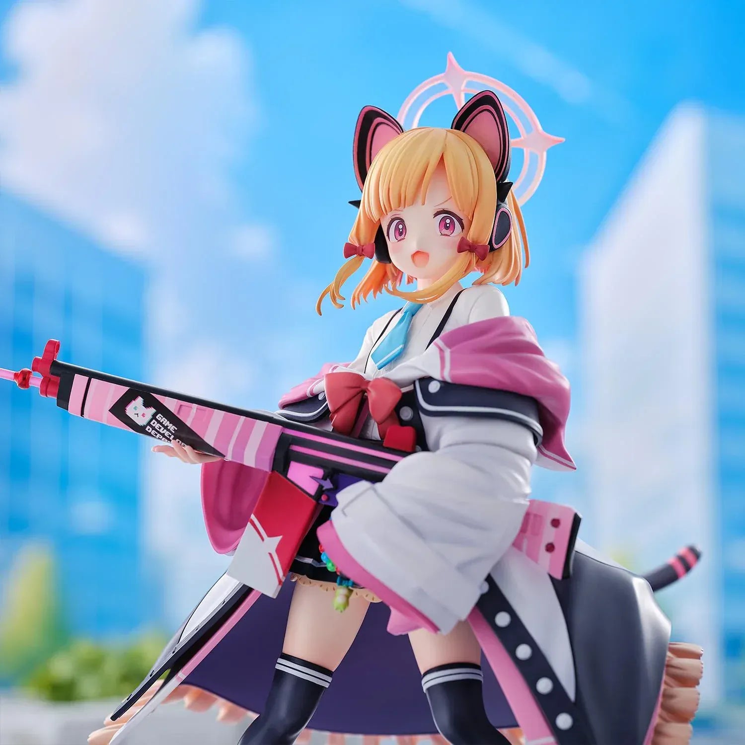 Blue Archive Momoi 1/6 scale figure holding pink rifle with cat-ear headset