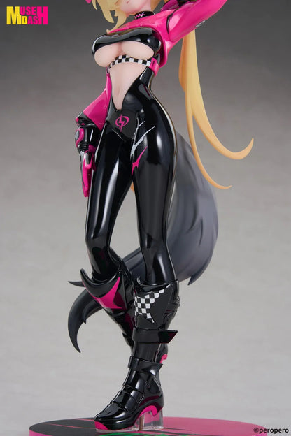 Muse Dash LIMEPIE Rin Racer 1/8 scale figure wearing a glossy black-and-pink racing outfit.